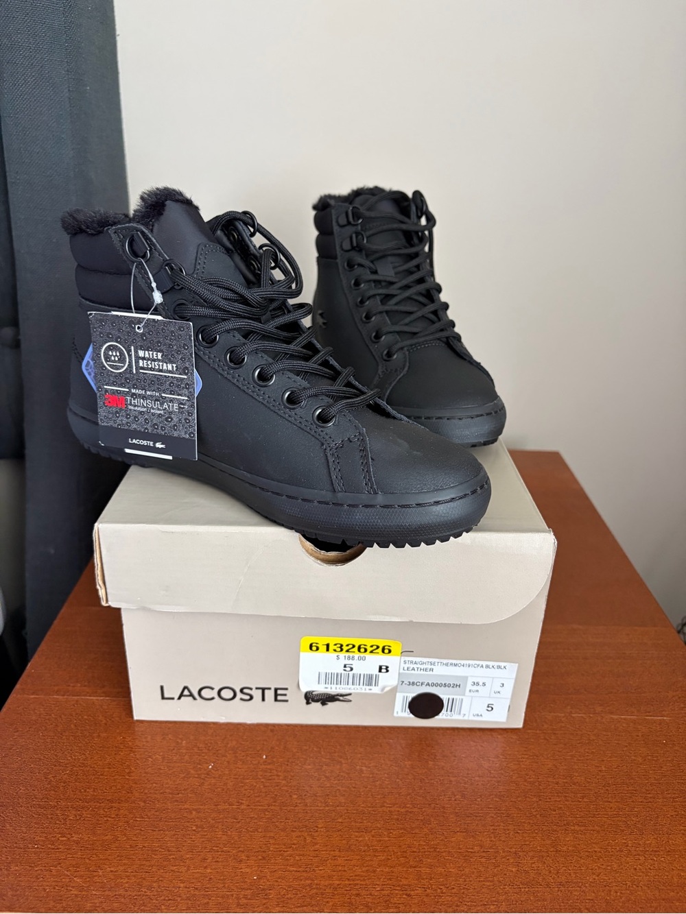 Lacoste Black High-Top Water-Resistant Sneakers